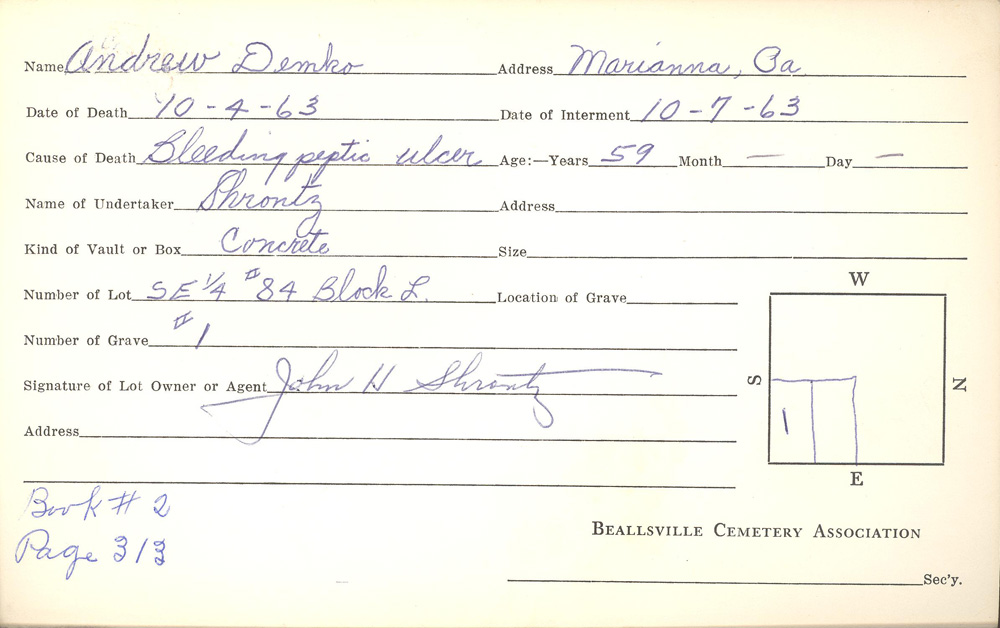 burial card